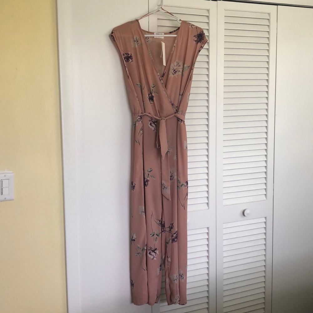 Mauve/floral print jumpsuit